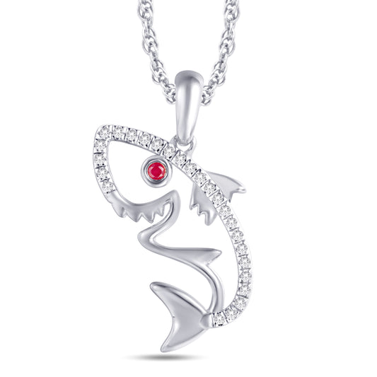 10 Karat White Gold 0.05 Carat Diamonds Shark Pendant-0825910-WG