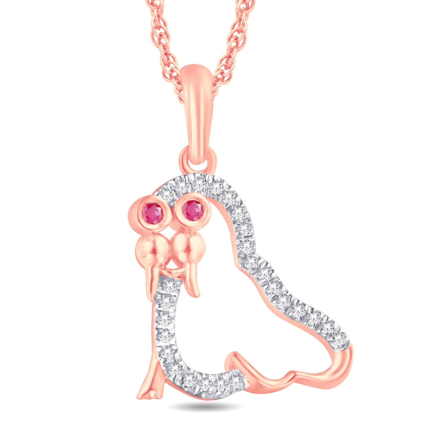 10 Karat Rose Gold 0.06 Carat Diamonds Sea lions Pendant-0825911-RG