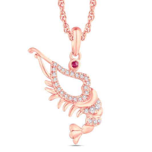 10 Karat Rose Gold 0.07 Carat Diamonds Shrimp Pendant-0825917-RG