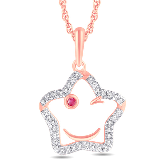 10 Karat Rose Gold 0.08 Carat Diamonds Star Pendant-0825918-RG