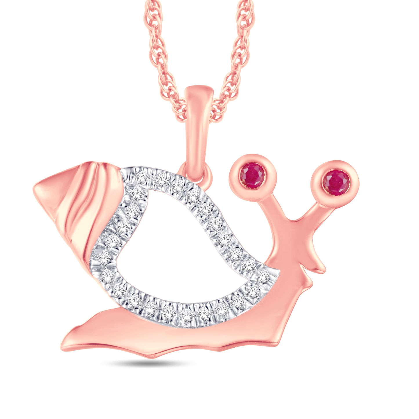 10 Karat Rose Gold 0.09 Carat Diamonds Snail Pendant-0825922-RG