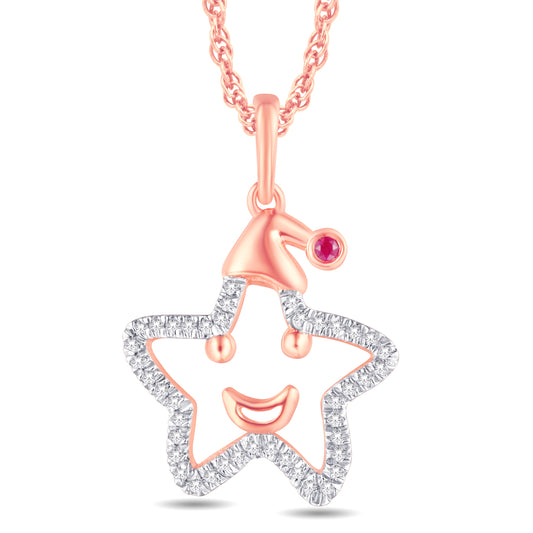 10 Karat Rose Gold 0.09 Carat Diamonds Star Pendant-0825924-RG