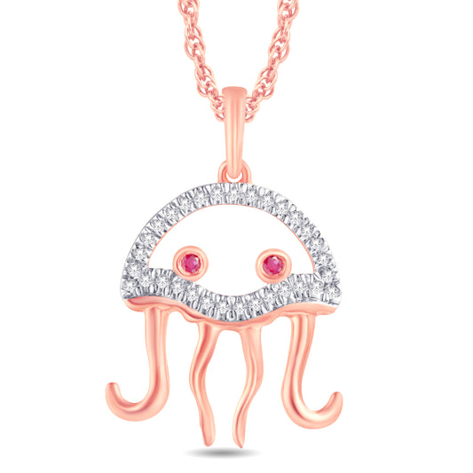 10 Karat Rose Gold 0.09 Carat Diamonds Jellyfish Pendant-0825926-RG