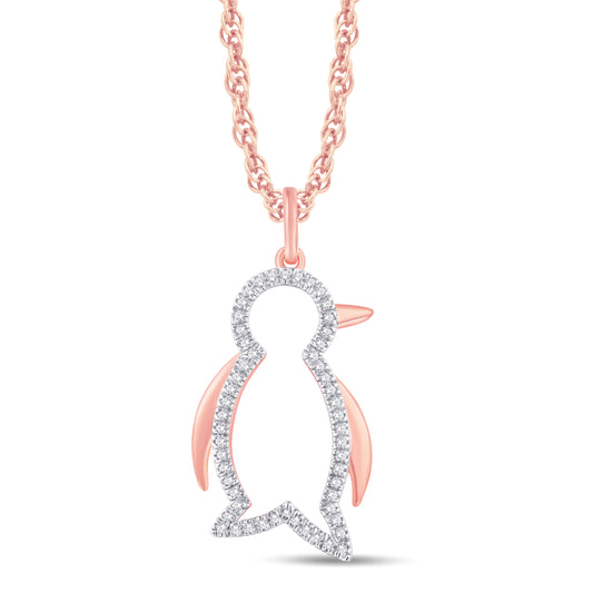 10 Karat Rose Gold 0.12 Carat Diamonds Penguin Pendant-0825930-RG