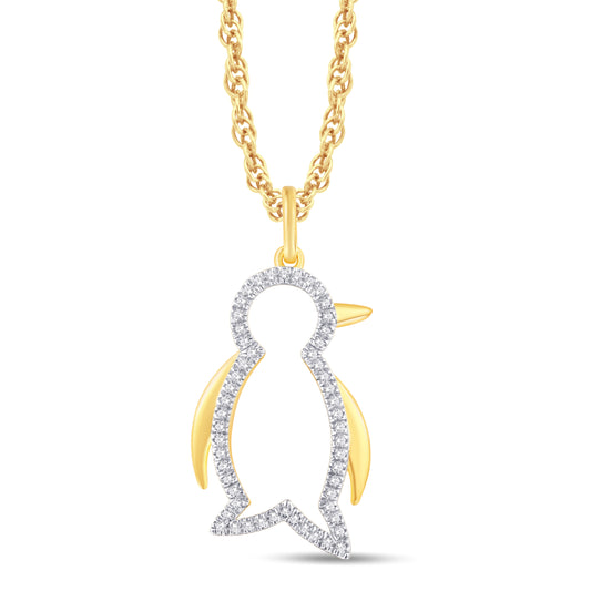 10 Karat Yellow Gold 0.12 Carat Diamonds Penguin Pendant-0825930-YG