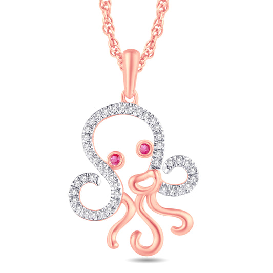 10 Karat Rose Gold 0.13 Carat Diamonds Octopus Pendant-0825932-RG