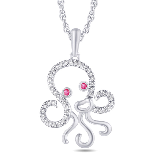 10 Karat White Gold 0.13 Carat Diamonds Octopus Pendant-0825932-WG