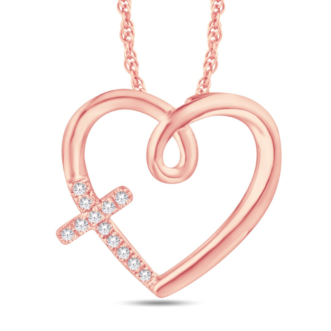 10 Karat Rose Gold 0.04 Carat Diamonds Heart Pendant-0825944-RG