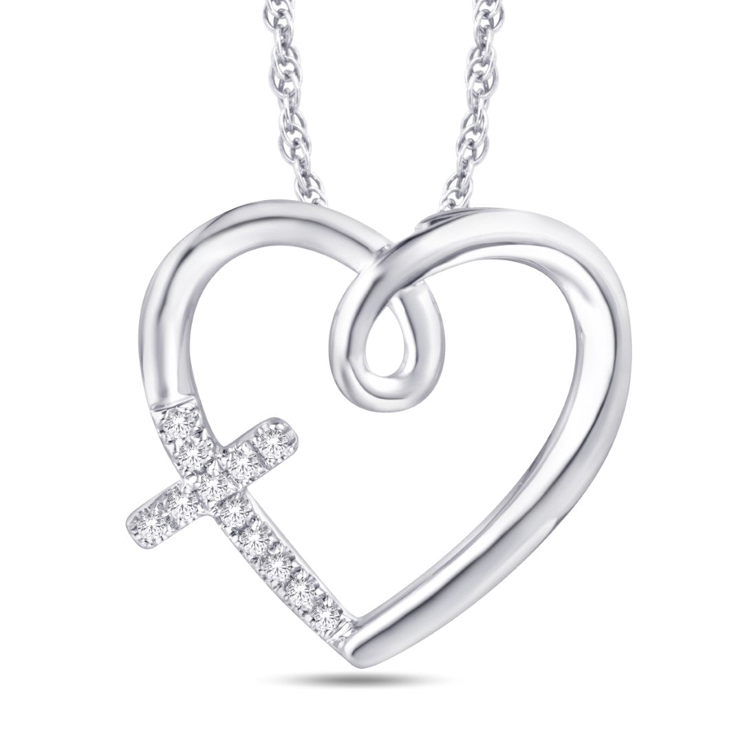 10 Karat White Gold 0.04 Carat Diamonds Heart Pendant-0825944-WG