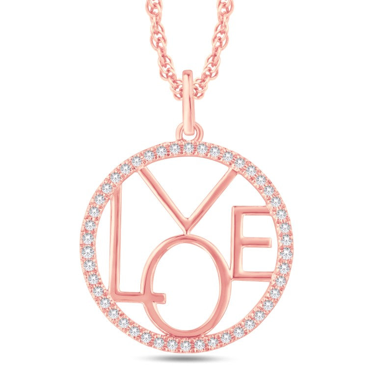 10 Karat Rose Gold 0.15 Carat Diamonds LOVE Pendant-0825946-RG