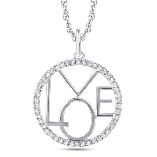 10 Karat White Gold 0.15 Carat Diamonds LOVE Pendant-0825946-WG