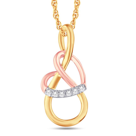 10 Karat Triple-Tone Gold 0.05 Carat Diamonds Infinity Pendant-0825956-TTT