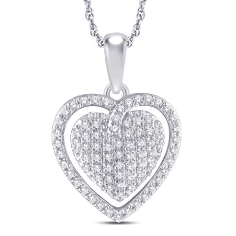 10 Karat White Gold 0.25 Carat Diamonds Halo Heart Pendant-0825971-WG