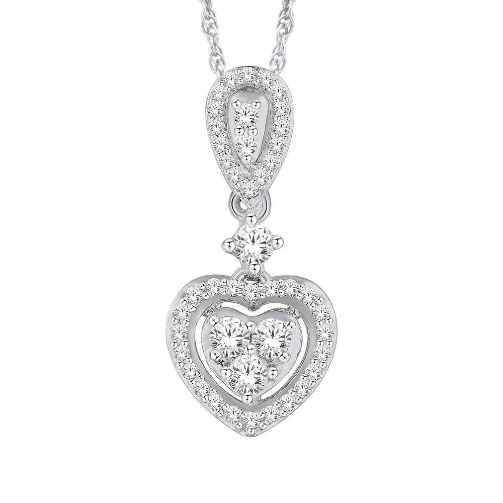 10 Karat White Gold 0.21 Carat Diamonds Heart Pendant-0826116-WG