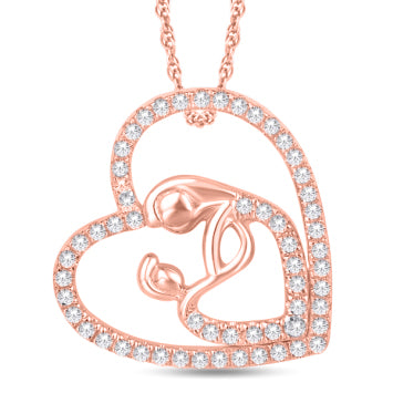 10 Karat All Rose Gold 0.15 Carat Diamonds Heart Pendant-0826822-ALR