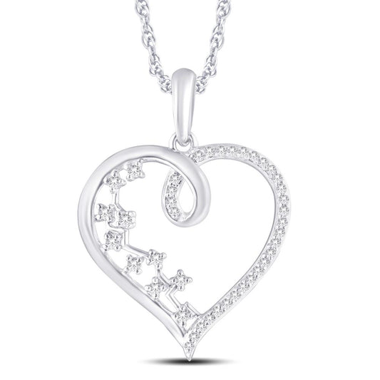 10 Karat White Gold 0.14 Carat Diamonds Heart Pendant-0826863-WG