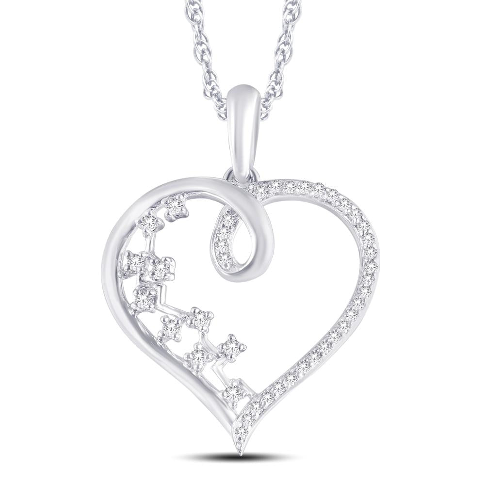 10 Karat White Gold 0.14 Carat Diamonds Heart Pendant-0826863-WG