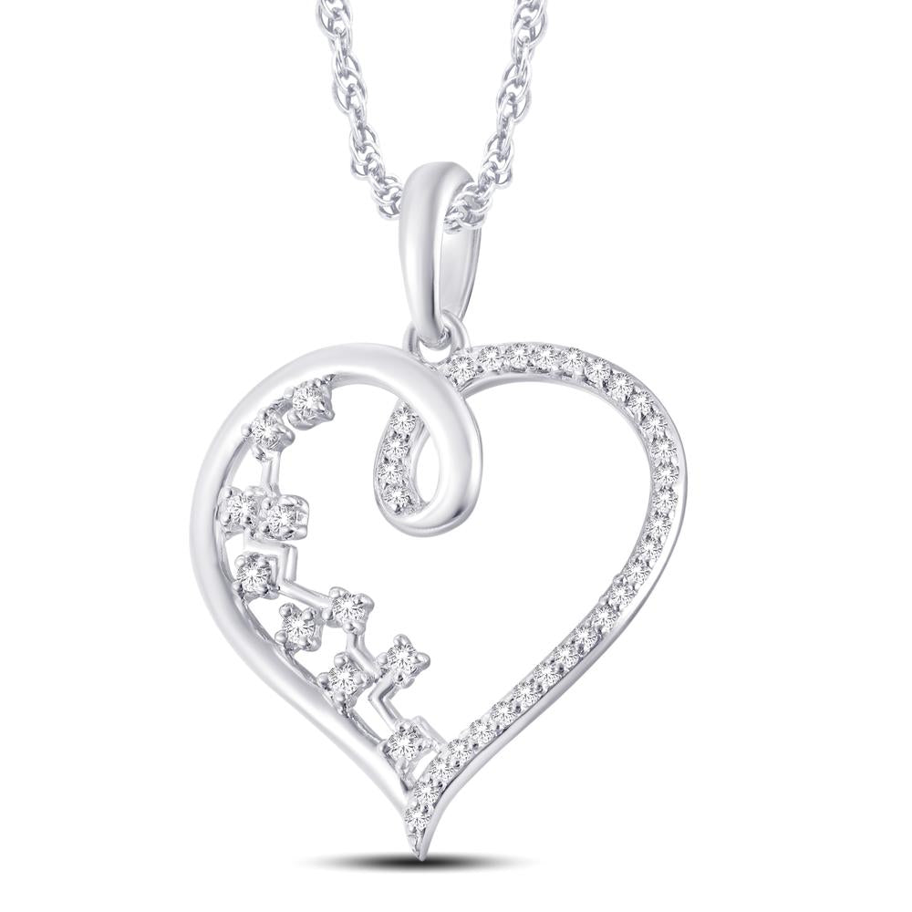 10 Karat White Gold 0.14 Carat Diamonds Heart Pendant-0826863-WG