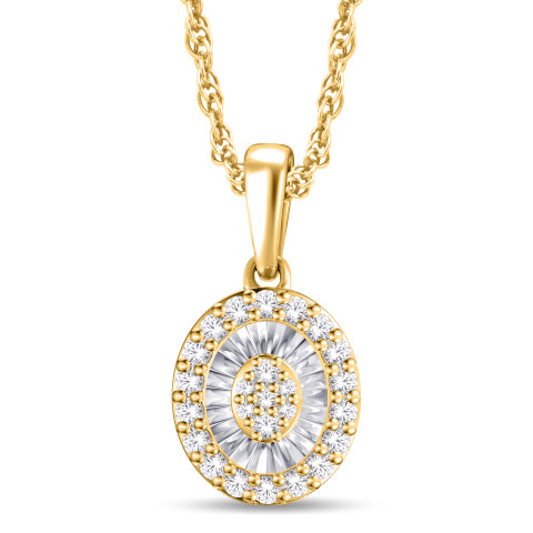 10 Karat Yellow Gold 0.15 Carat Diamonds Oval Pendant-0826958-YG