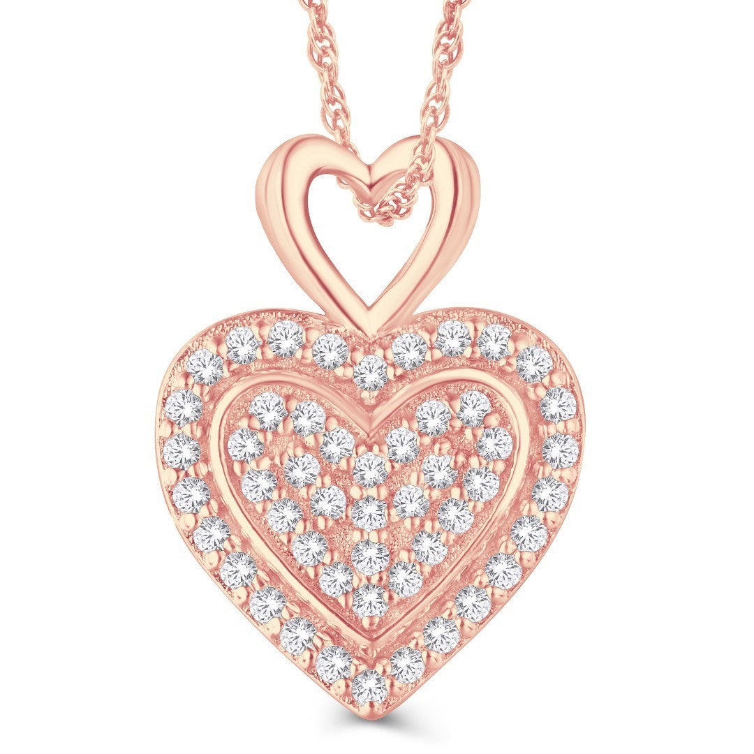 10 Karat All Rose Gold 0.15 Carat Diamonds Heart Pendant-0826975-ALR