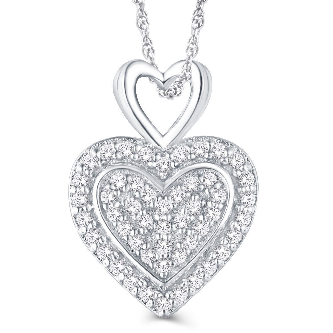 10 Karat White Gold 0.15 Carat Diamonds Heart Pendant-0826975-WG