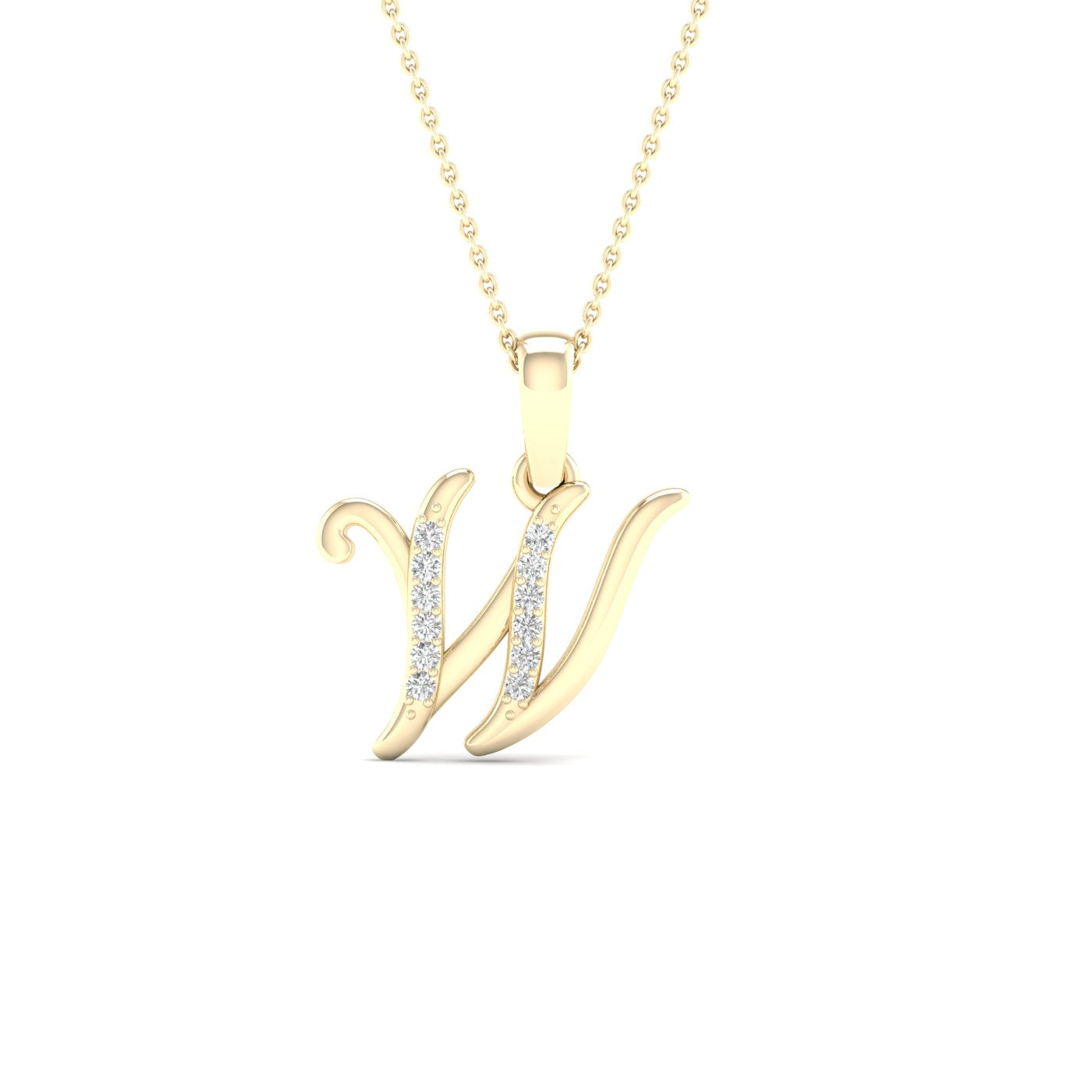 10 Karat Yellow Gold 0.04 Carat Diamonds Initial (W) Pendant-0827380-YG