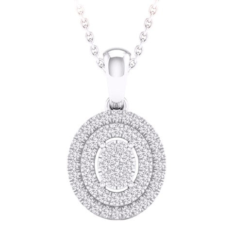 10 Karat White Gold 0.20 Carat Diamonds Oval Pendant-0827409-WG