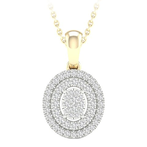 10 Karat Yellow Gold 0.20 Carat Diamonds Oval Pendant-0827409-YG