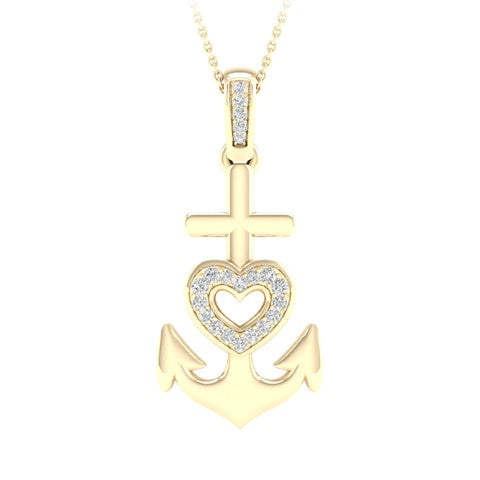 10 Karat Yellow Gold 0.06 Carat Diamonds Anchor Pendant-0827411-YG