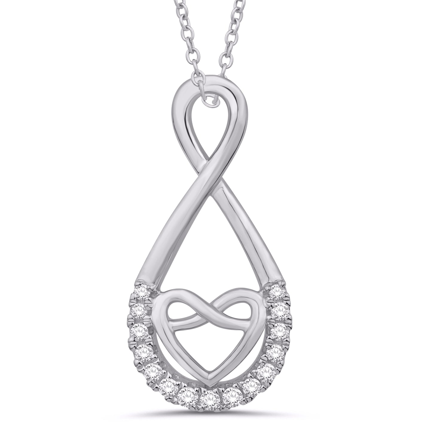 10 Karat White Gold 0.09 Carat Diamonds Infinity Heart Pendant-0832775-WG