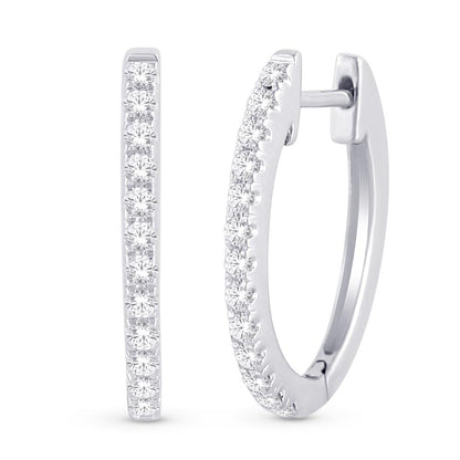 10 Karat White Gold 0.10 Carat Diamonds Classic Hoops-0925907-WG