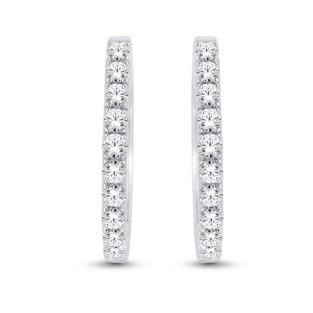 10 Karat White Gold 0.10 Carat Diamonds Classic Hoops-0925907-WG