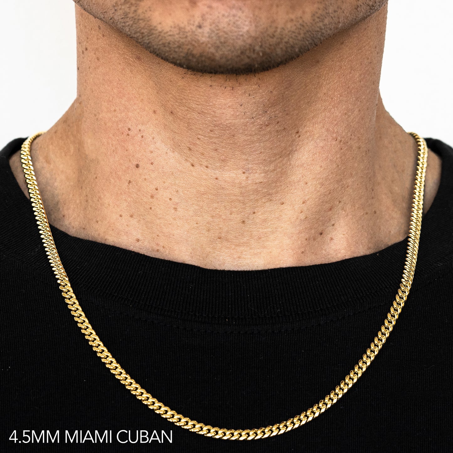 10K 4.5MM YELLOW GOLD HOLLOW MIAMI CUBAN 16" CHAIN NECKLACE (AVAILABLE IN LENGTHS 7" - 30")