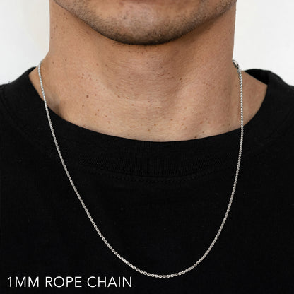 10K 1MM WHITE GOLD SOLID DC ROPE 22" CHAIN NECKLACE (AVAILABLE IN LENGTHS 7" - 30")