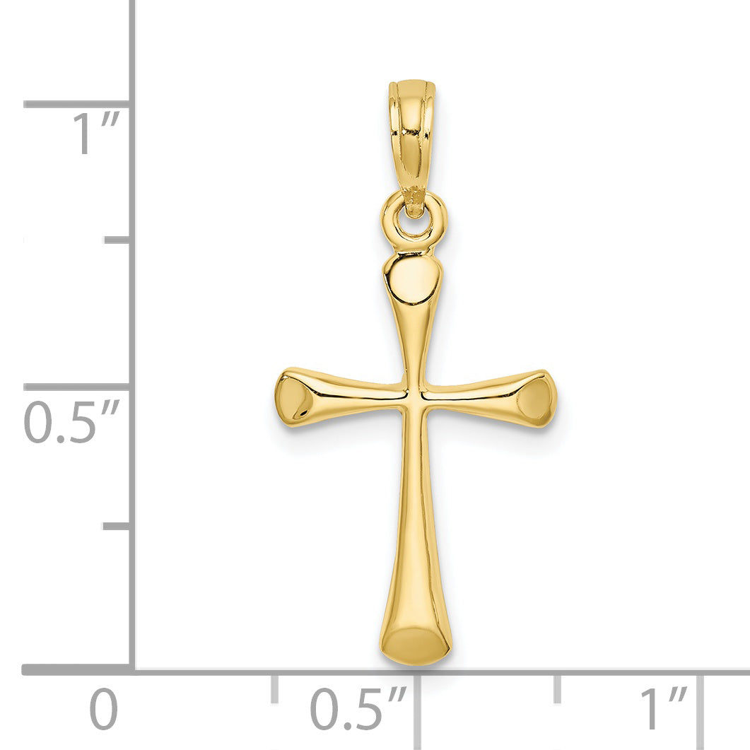 10K Polished Beveled Tip Cross Charm