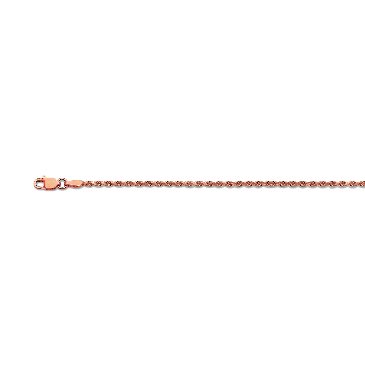 14K 2.5MM ROSE GOLD SOLID DC ROPE 24" CHAIN NECKLACE (AVAILABLE IN LENGTHS 7" - 30")