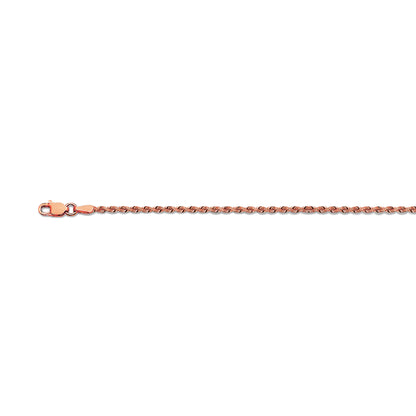 14K 2.5MM ROSE GOLD SOLID DC ROPE 28" CHAIN NECKLACE (AVAILABLE IN LENGTHS 7" - 30")