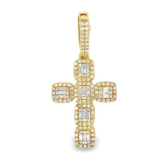 Baguette Cross 1.74 Ct. Diamond 10K Yellow Gold