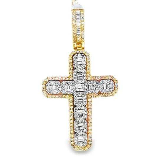 Baguette Cross Pendant 2.15 Ct. Diamond 10K Gold