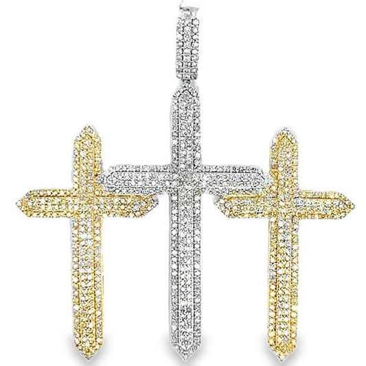 Elegant Cross Pendant 3 Ct. Diamond 10K Gold