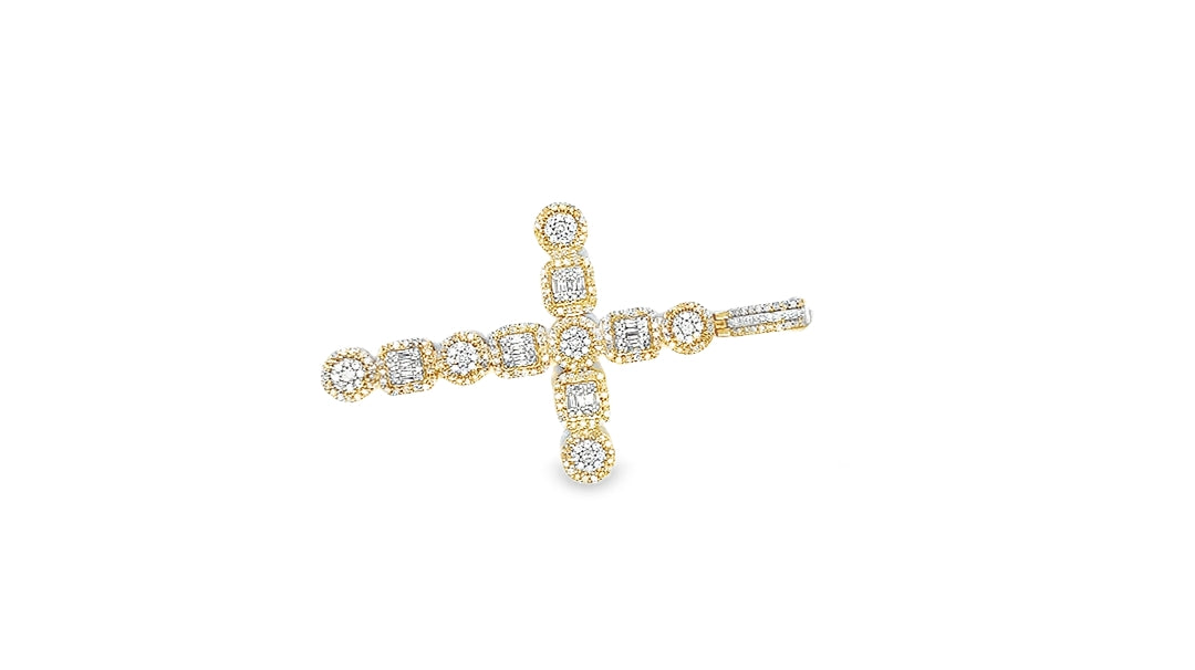 Elegant Cross Pendant 2.17 Ct. Diamond 10K Gold