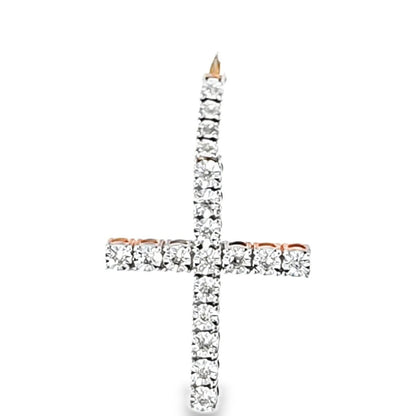 Illusion Set Cross Pendant 0.5 Ct. Diamond 10K Rose Gold