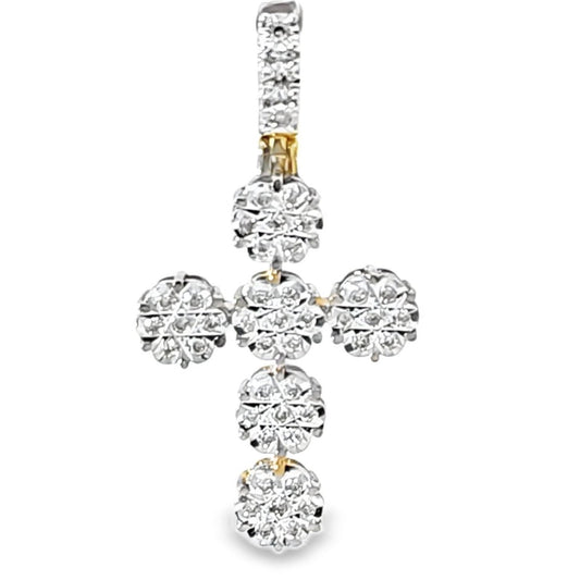 Illusion Set Cross Pendant 0.35 Ct. Diamond 10K Yellow Gold