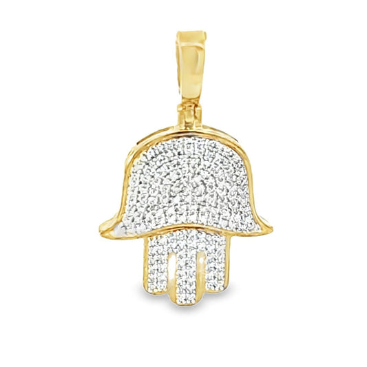 Hamsa Hand Pendant 0.33 Ct. Diamond 10K Yellow Gold