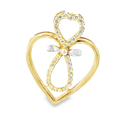 Elegant Heart Pendant 0.27 Diamond 10K Yellow Gold