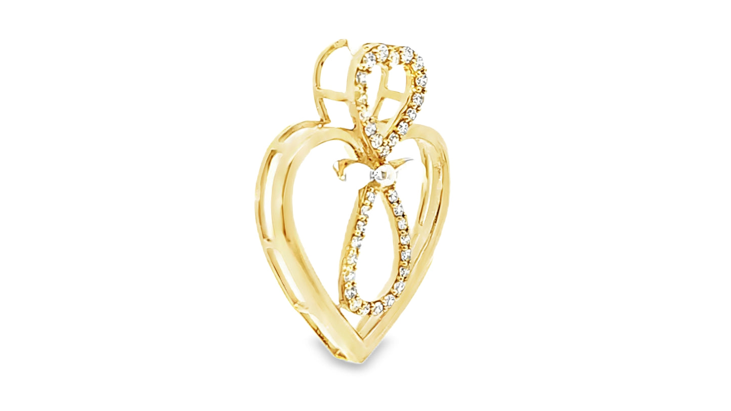 Elegant Heart Pendant 0.27 Diamond 10K Yellow Gold