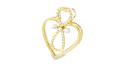 Elegant Heart Pendant 0.27 Diamond 10K Yellow Gold