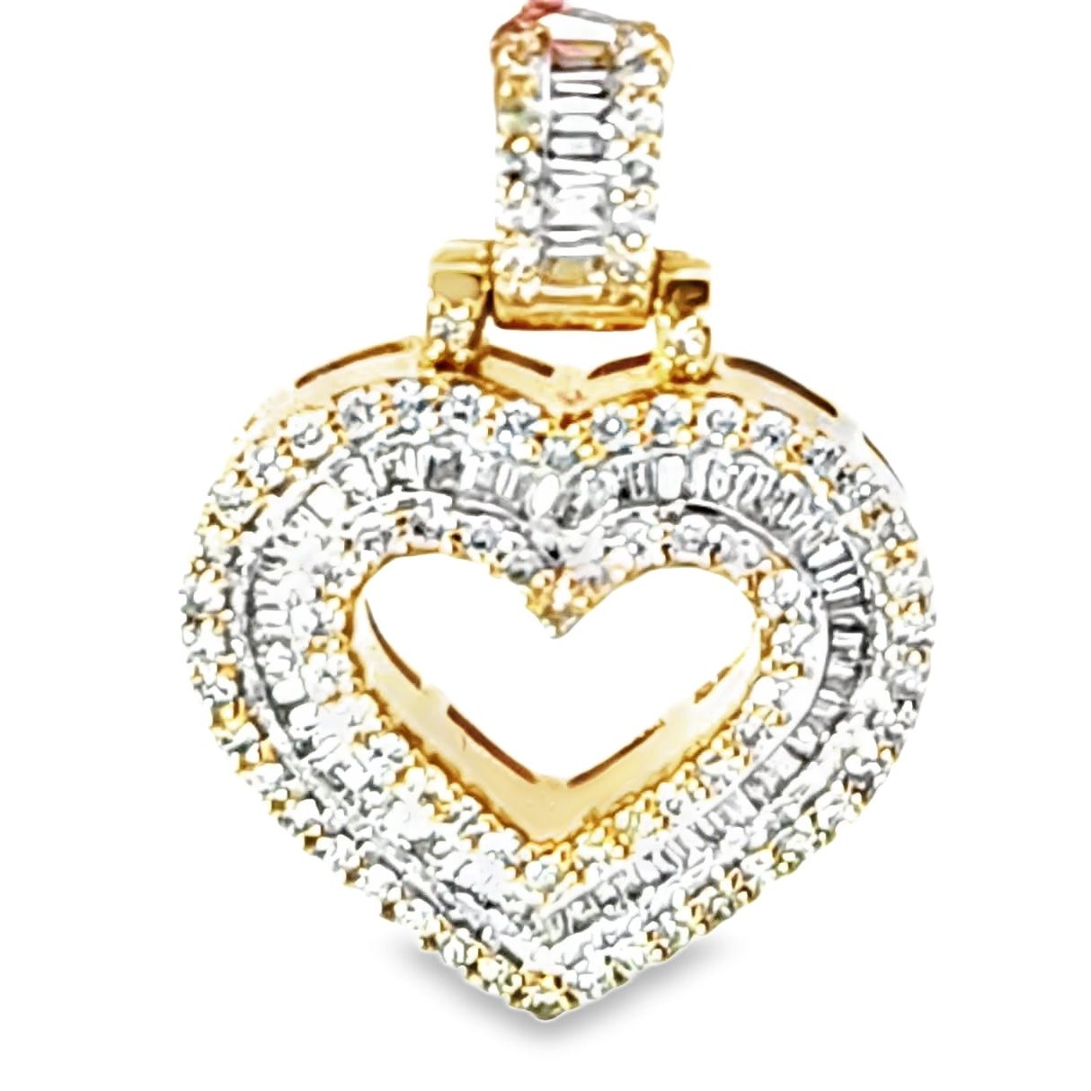 Baguette Heart Pendant 0.65 Ct. Diamond 10K Yellow Gold