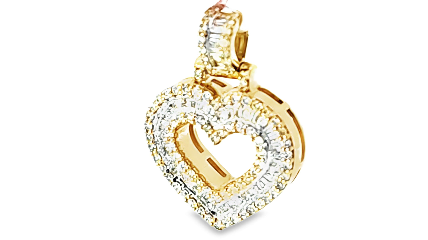 Baguette Heart Pendant 0.65 Ct. Diamond 10K Yellow Gold