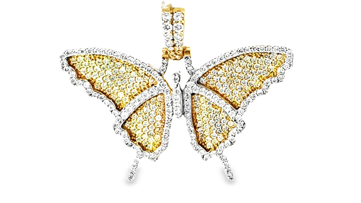 Swallowtail Butterfly Pendant 1.46 ct. Diamond 10K Yellow Gold